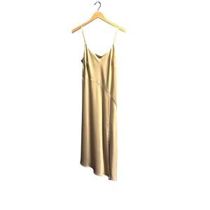 A New Day Size Medium Tan Slip Dress New With Tags Asymmetrical Hem Timeless